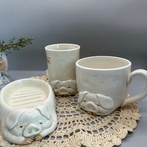 Fitz & Floyd Porky Bathroom accessories Set